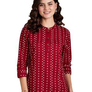 Myx Women's Printed Regular Cotton Short Kurti